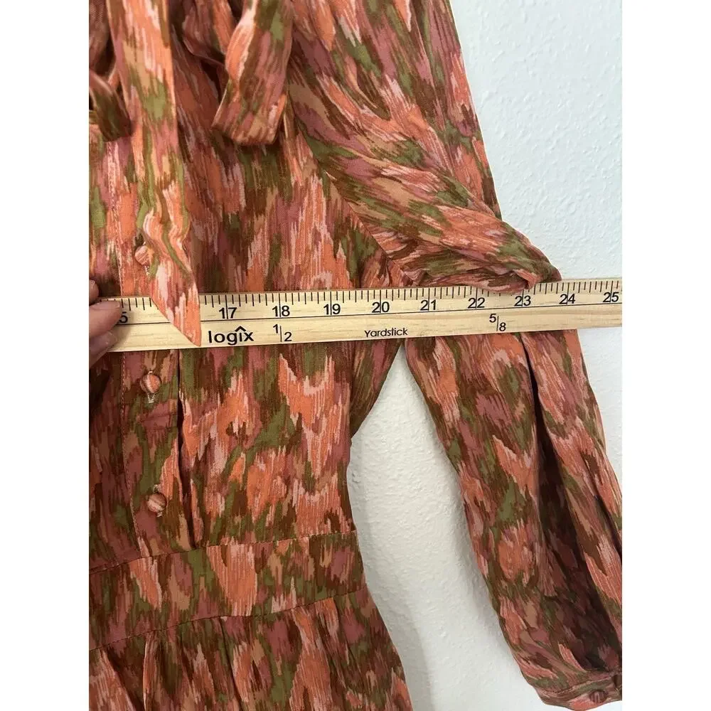 NWT Downeast Ziggy Tie Dress Midi Abstract Print Size‎ XL Romantic Modest Button